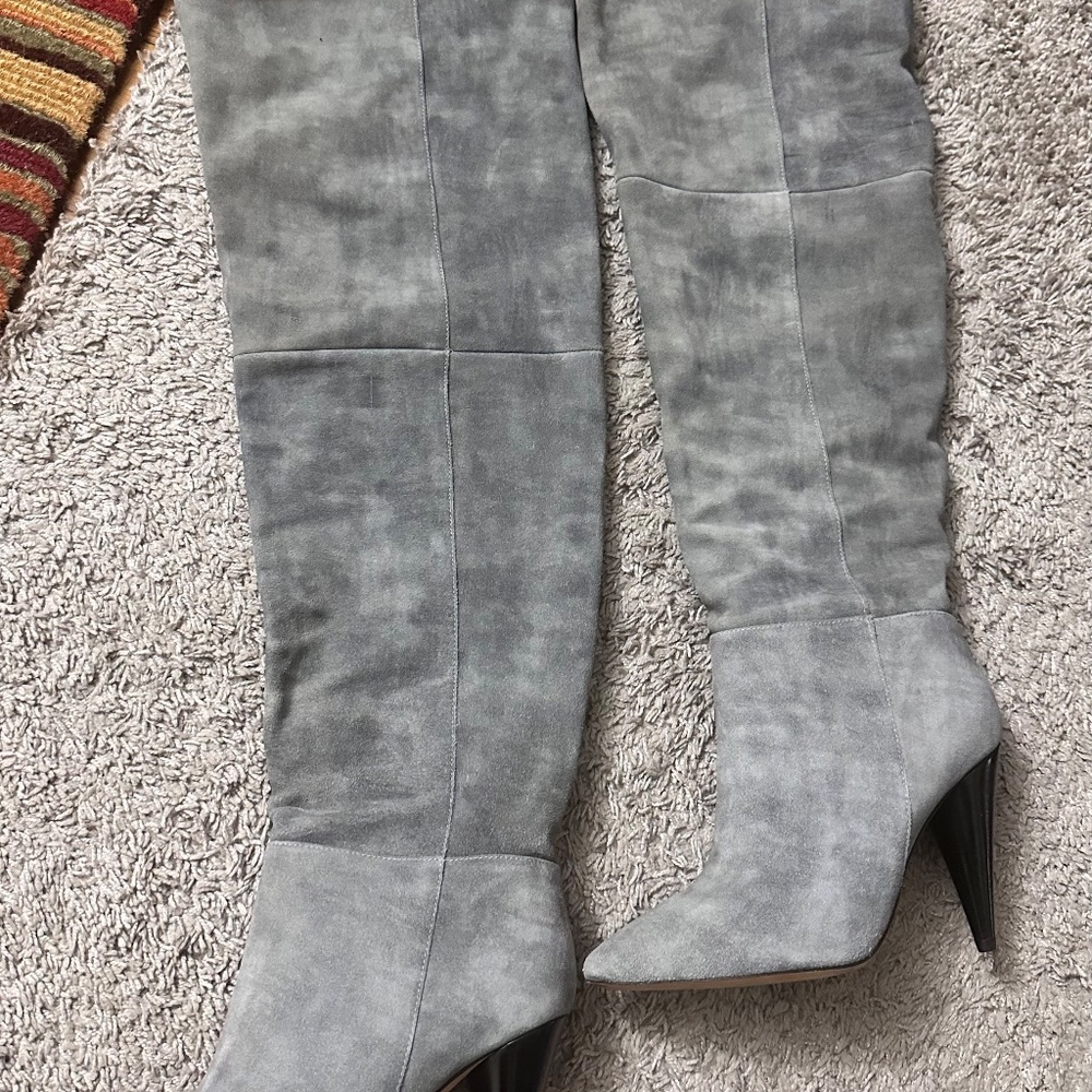 IRO Gray Groove Suede Over Boots Size 39 Euro/8.5 US. HEELS 9.5 cm. new with
